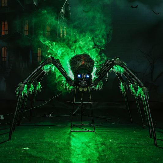 KiLiKuaLa 6Ft Giant Phreaky Phil Spider Halloween Animatronic Decorations,Light Eyes,Scary Sound for Indoor Outdoor heteromorphic Halloween Decorations Yard Home Parties Haunted House Décor